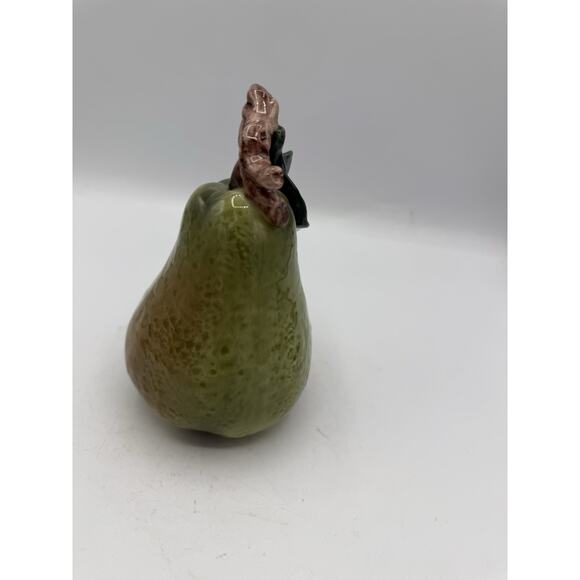 Vintage Ceramic Pear Figurine with Leaf & Branch Stem – 5.5” Tall - Picture 4 of 6
